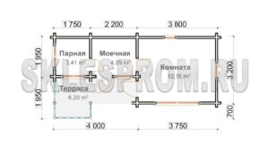 Каркасная баня 3.9×7.75 Б21