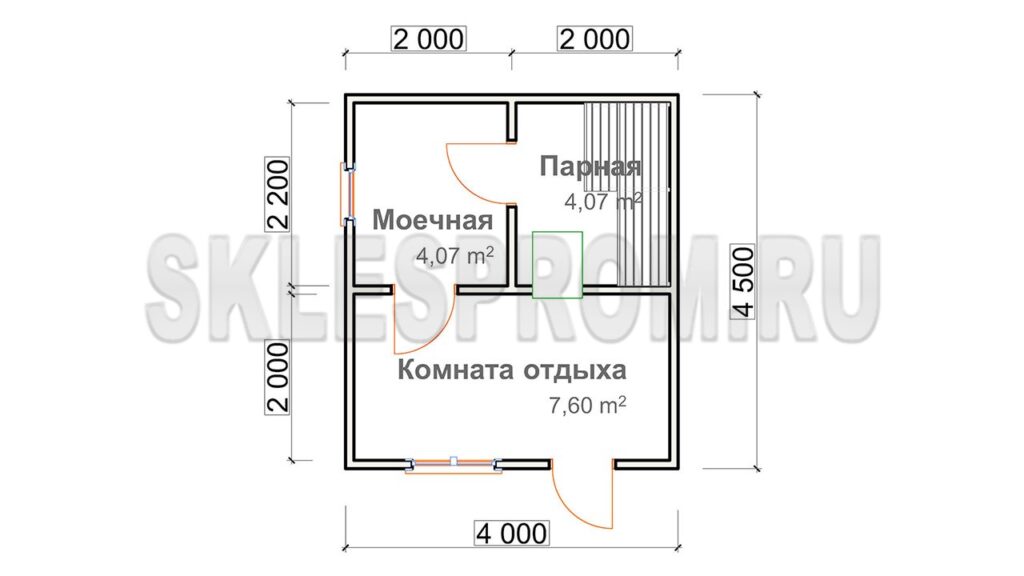 Каркасная баня 4×4.5 Б29
