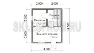 Каркасная баня 4×4.5 Б29