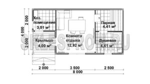 Каркасная баня 4×8 Б1