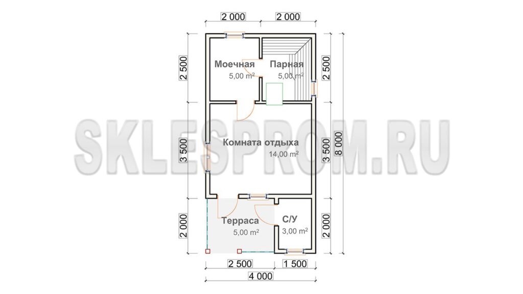 Каркасная баня 4×8 Б28