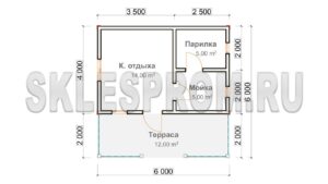 Каркасная баня 6×6 Б17
