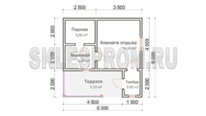 Каркасная баня 6×6 Б34