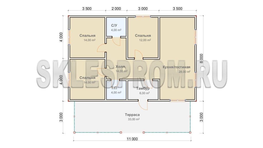 Каркасный дом 11×12 Д20