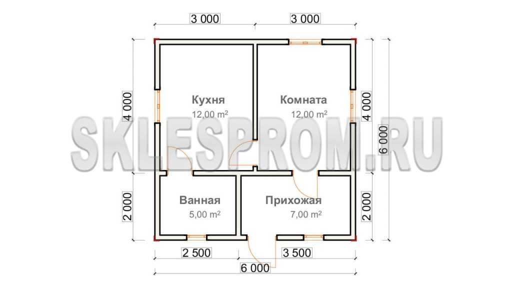 Каркасный дом 6×6 Д1