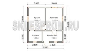 Каркасный дом 6×6 Д1