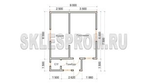 Каркасный дом 6×7.5 Д2