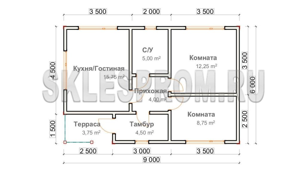Каркасный дом 6×9 Д22