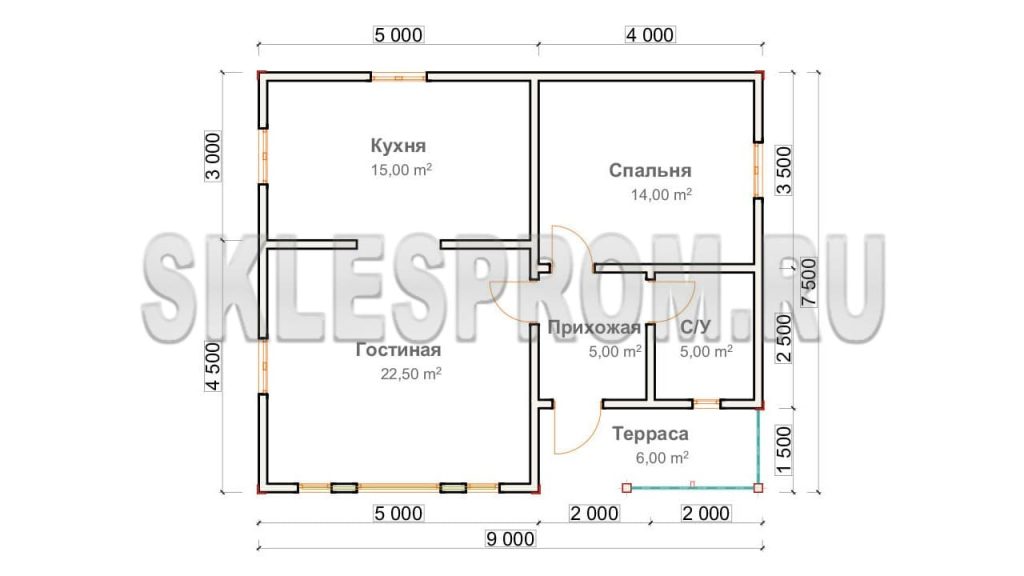 Каркасный дом 7.5×9 Д5