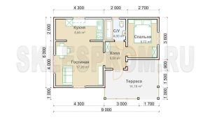Каркасный дом 7×9 Д29
