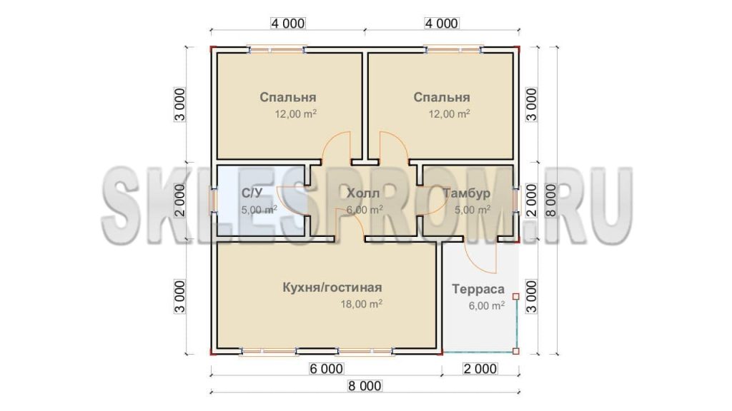 Каркасный дом 8×8 Д11