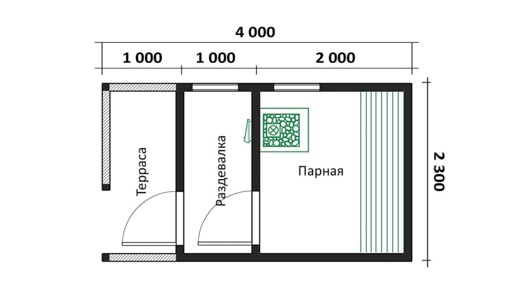Мобильная баня 2.3×4 МБ3